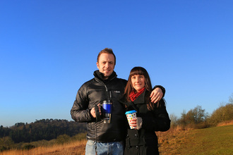 James and Claire with their dog on a reserve